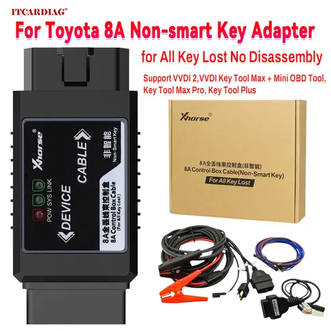 토요타 8A 비스마트 키용 Xhorse 어댑터, 모든 키 분실 시 분해 불필요, VVDI2 /VVDI Max+MINI OBD 툴/키 툴 플러스와 호환