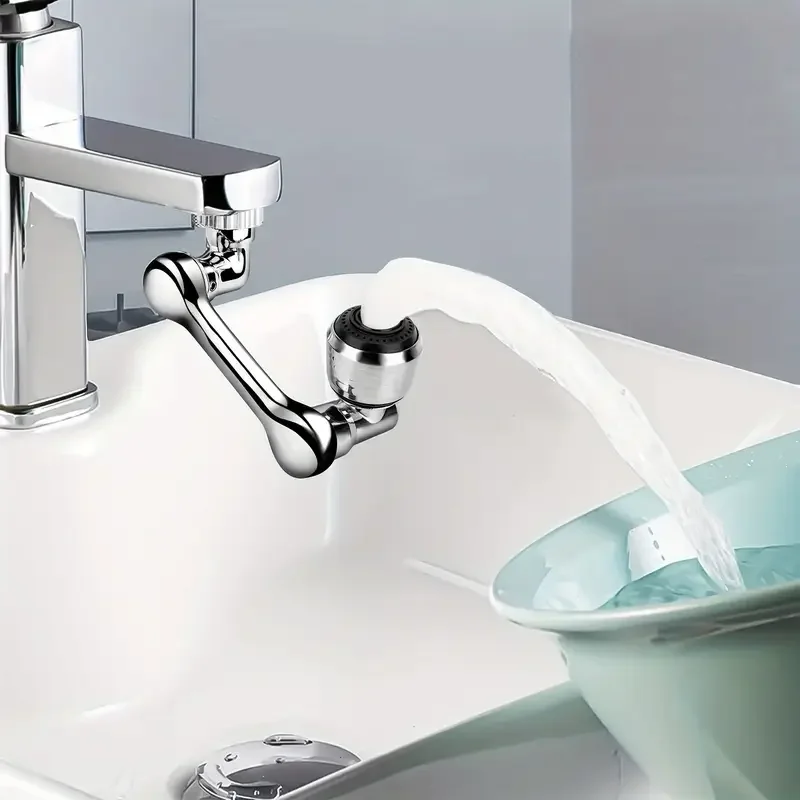 2pcs 1080° Swivel Faucet Spray Head Wash Basin Robot Arm Faucet Extender Sink Accessories for Extension Faucet Easy Install