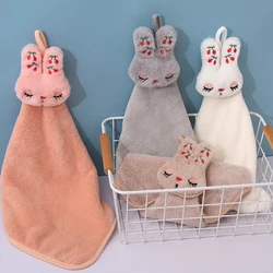 Cartoon Rabbit Wipe Hand Towel Soft Thicken Coral Fleece Super Absorbent Quick Dry Children Terry Towels for Kitchen Bathroom