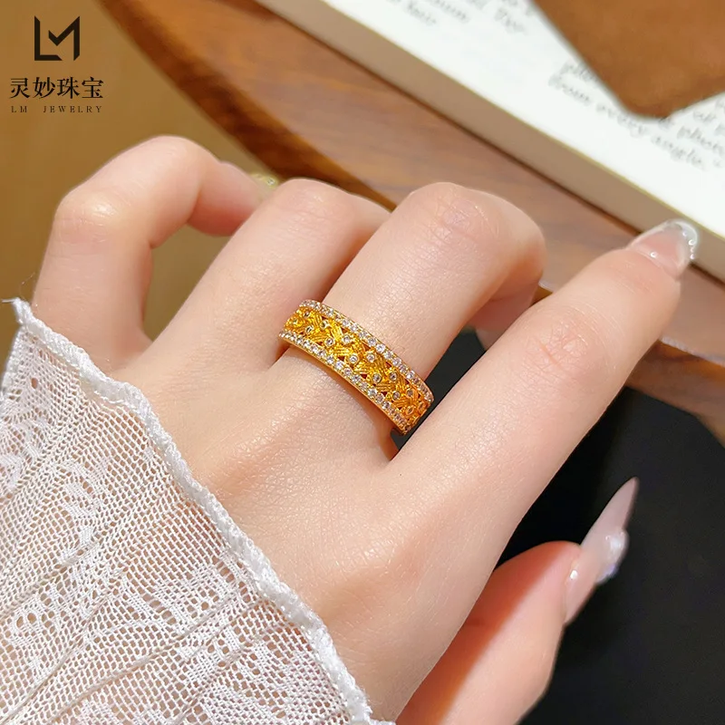 Women's Wheat Ear Open Ring, 24K Gold, AU999 | 