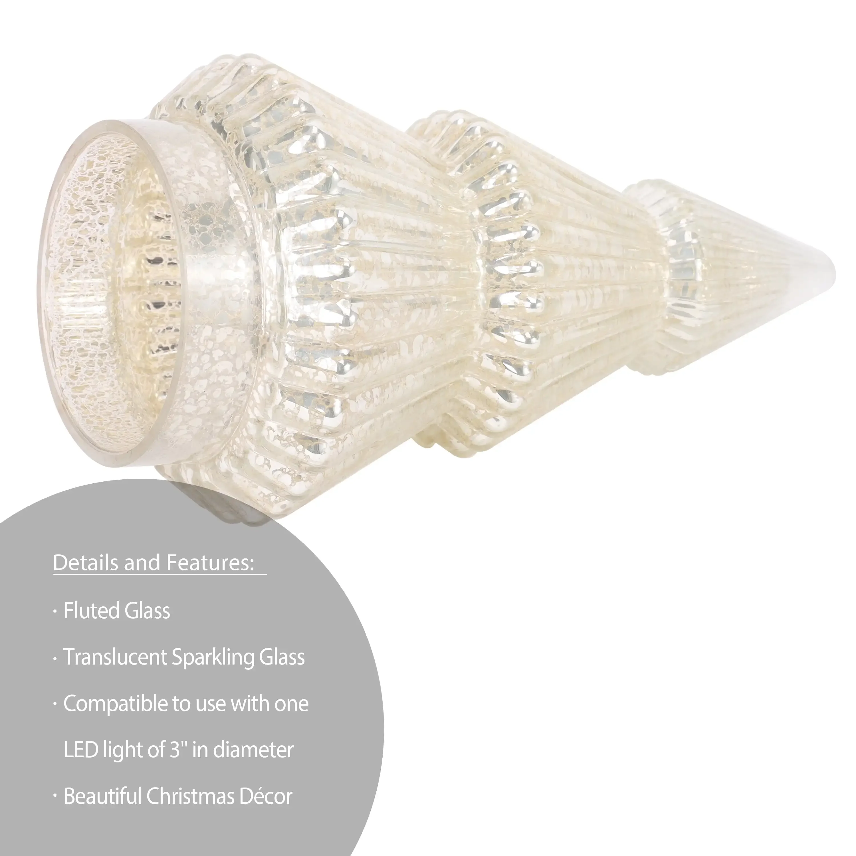 Mini albero di Natale in vetro smerigliato: design a costine scintillanti, decorazioni natalizie da scrivania per ufficio o casa