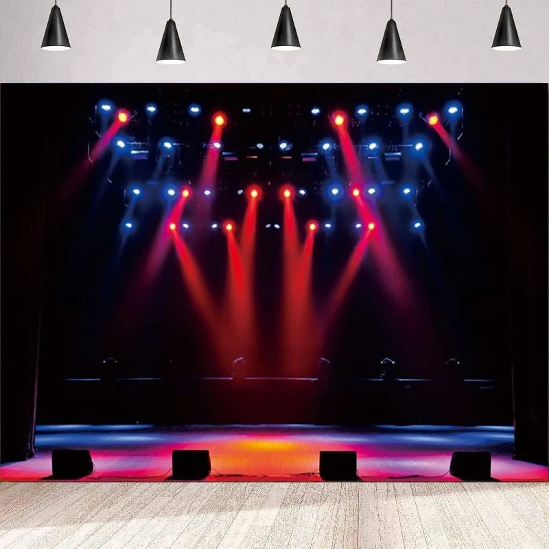 

Rcoaror Theater Stage Photography Backdrop Spotlight Concert Live Drama Music Show Background Party Backdrop Wall Banner Poster