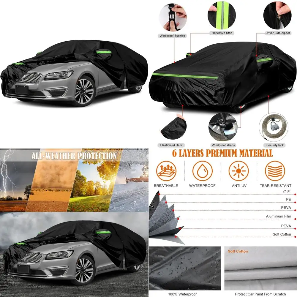 

Всепогодный 6-слойный водонепроницаемый автомобильный чехол с дверцей на молнии и ветрозащитными лентами для моделей MKZ 2006-2022 гг.