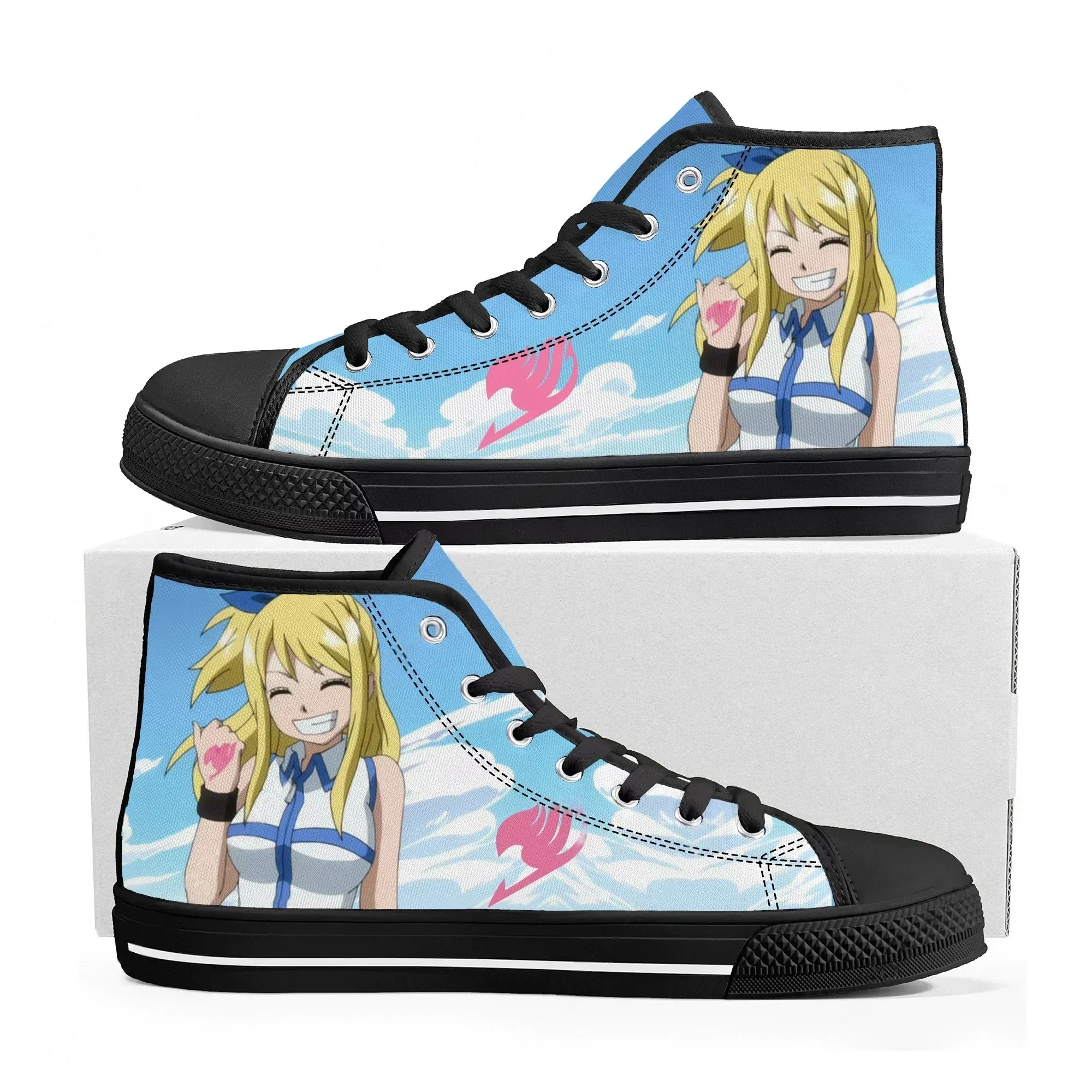 Cartoon Lucy Heartfilia Anime F-Fairy T-Tail High Top Sneakers Men Women Canvas Sneaker Casual Couple Shoes Custom Shoe