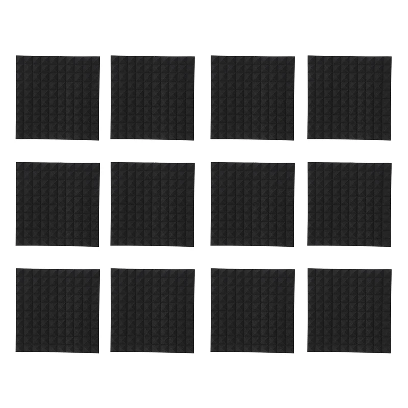 

12 Pack Sound Proof Foam Panels Pyramid Design Acoustic Foam Acoustic Foam 1.2Inch X 20Inch X 20Inch For Home & Pro Studios