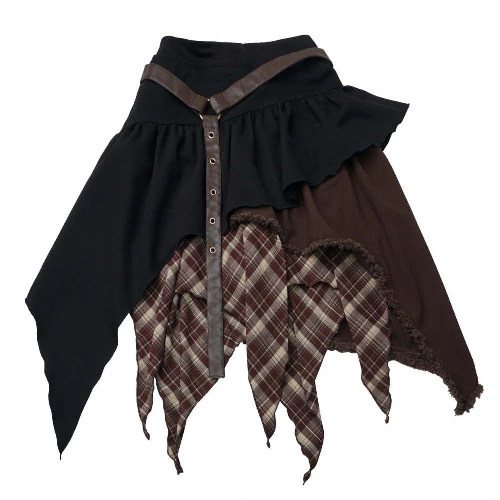 Original Punk Winter Warm Plush Jacket College Style Student Sweet Cool Fashion Faux Fur Coat Irregular Skirt Top Leg Warmers