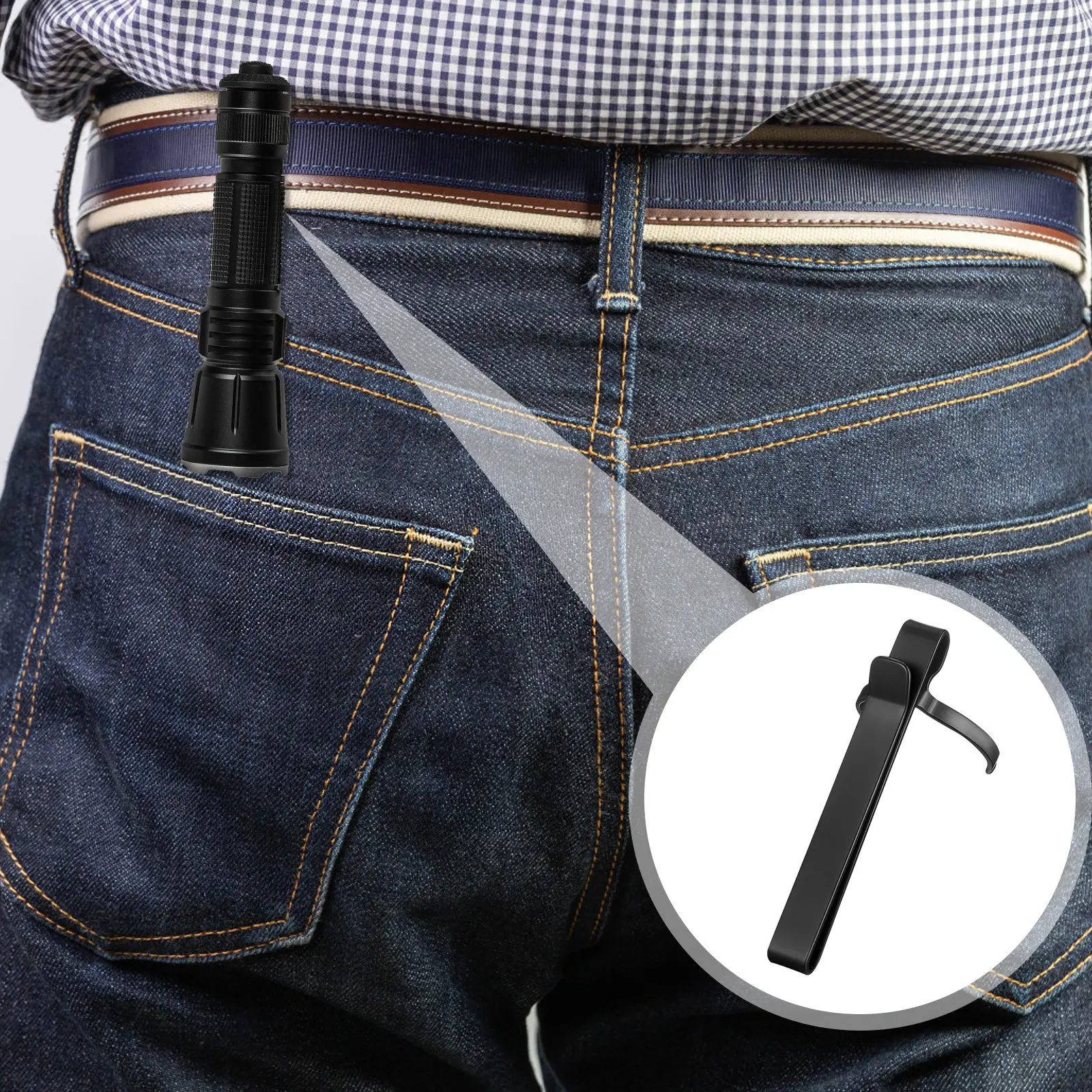 3Pcs Metal Flashlight Clip Pen Torch Holder for Belt Backpack Handsfree Repair Camping Use Clip Light Flashlight Mounting Clips