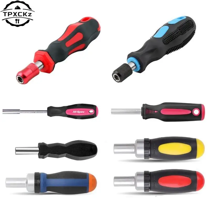 1/4 (6.35mm) Ratchet Screwdriver Bit Holder Handle Multifunctional Magnetic Bit Driver For Slotted Hex Torx Phillips Bit