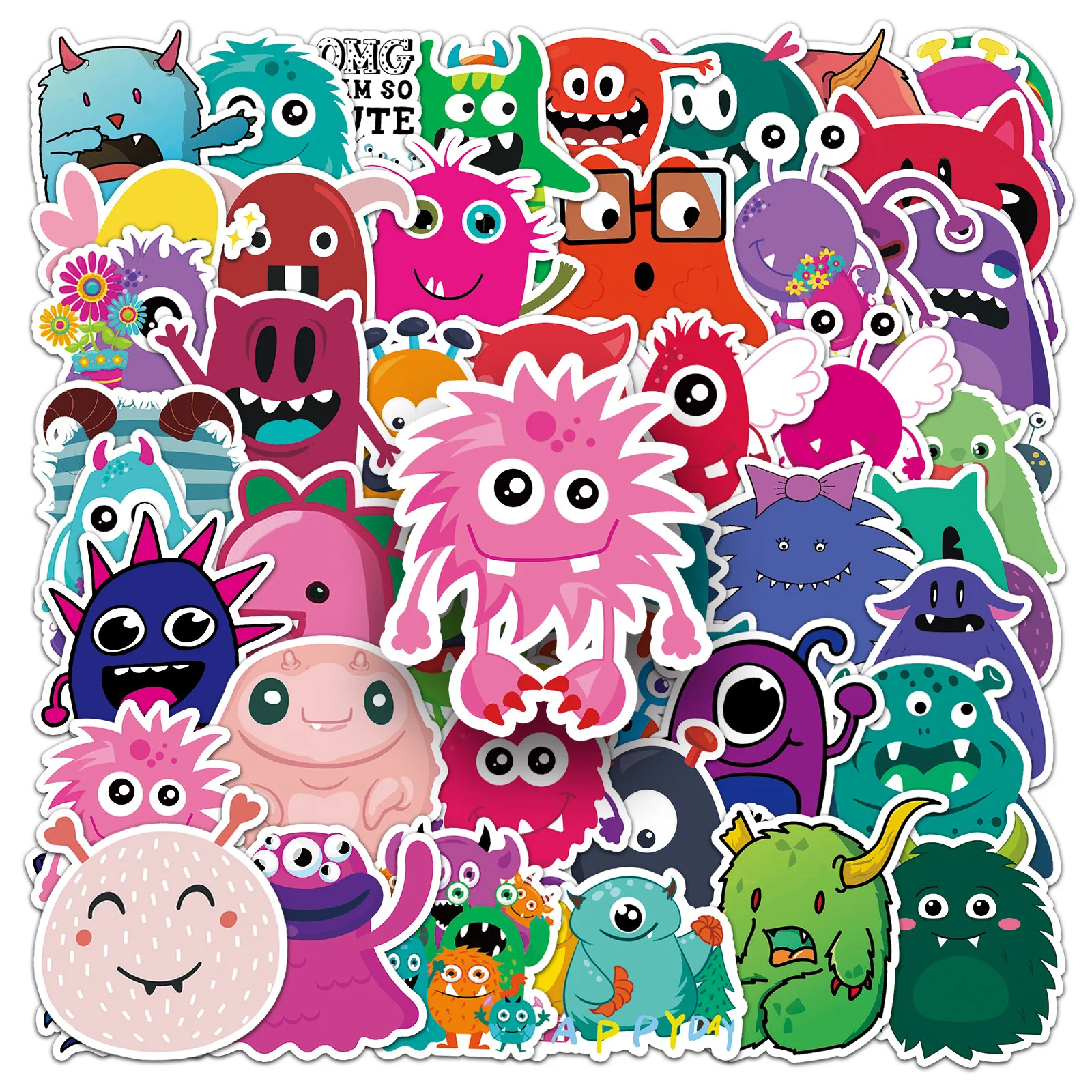 

10/50PCS Little Monster Hand Account Cute Cartoon Decorative Hand Account Book Mobile Case Suitcase Waterproof Sticker Kids Toy