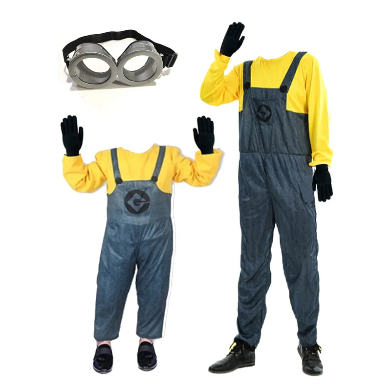 Anime Minion Full Family Cosplay Costume Boy Girl Dress Jumpsuits Kids Adult Despicable Me Carnival Party Dress Up Halloween