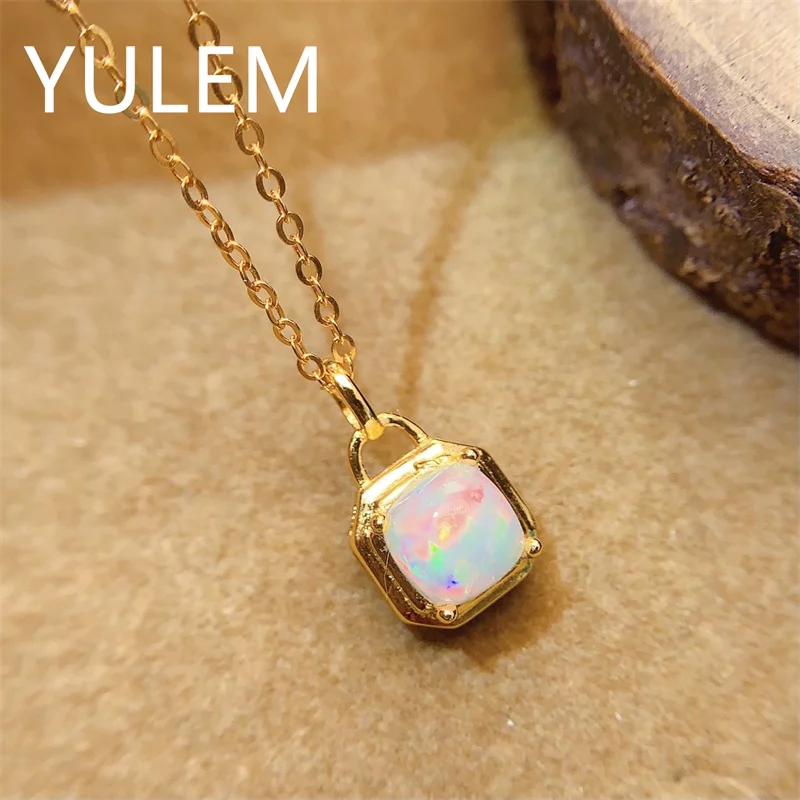 DOD Square Shape 6x6mm Natural Opal Silver 925 and 3mm Lock Design for Office Women Daily Wear