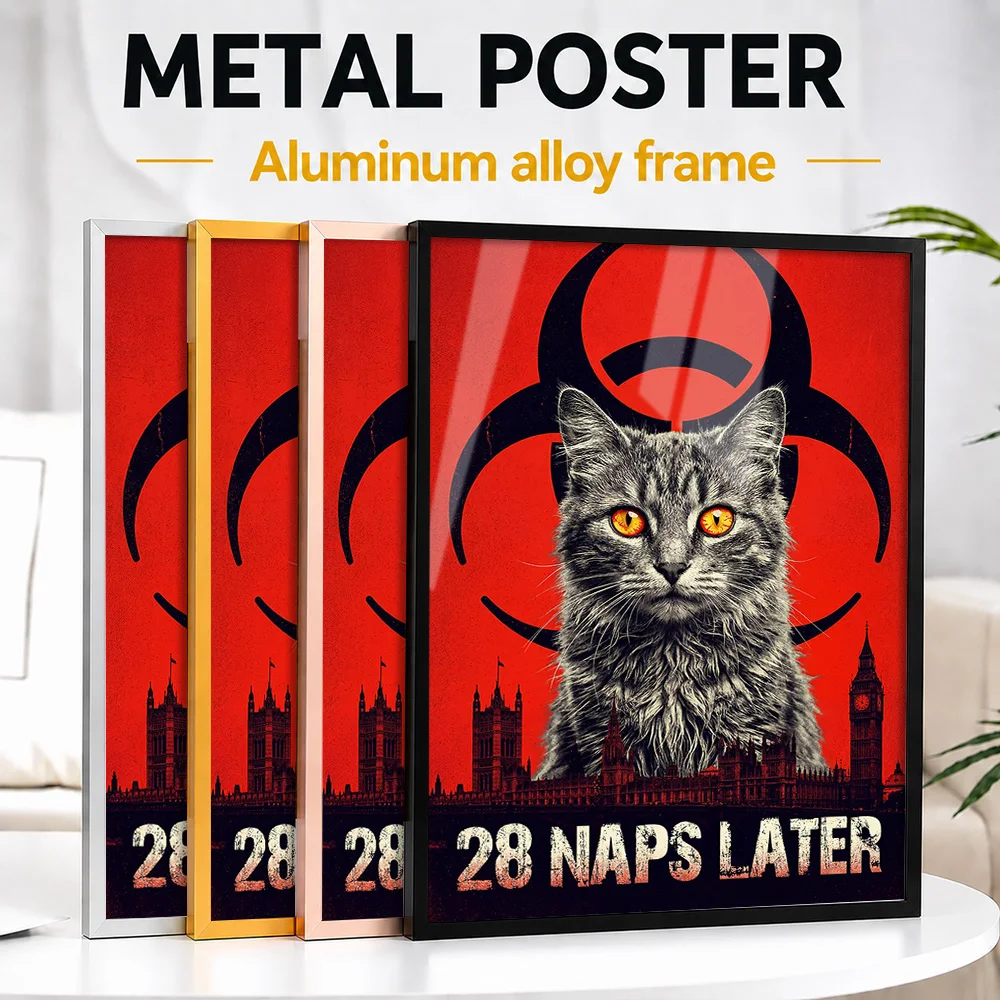 28 Days Later Cat Parody Movie Framed Metal Print Customized Screen Tribute Wall Art Designed For Theater And Collector Gift