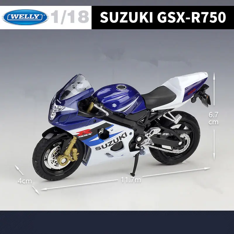 Welly 1:18 SUZUKI GSX-R750 Alloy Sports Motorcycle Model Simulation Diecasts Metal Street Racing Motorcycle Model Kids Toys Gift