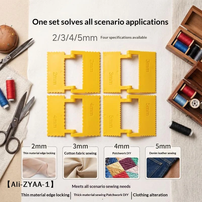 【A】1/4 Pcs 4 Sizes 2mm To 5mm Sewing Seam Guide Set Stable Clip For Home Sewing Fits All Thin To Thick Fabrics