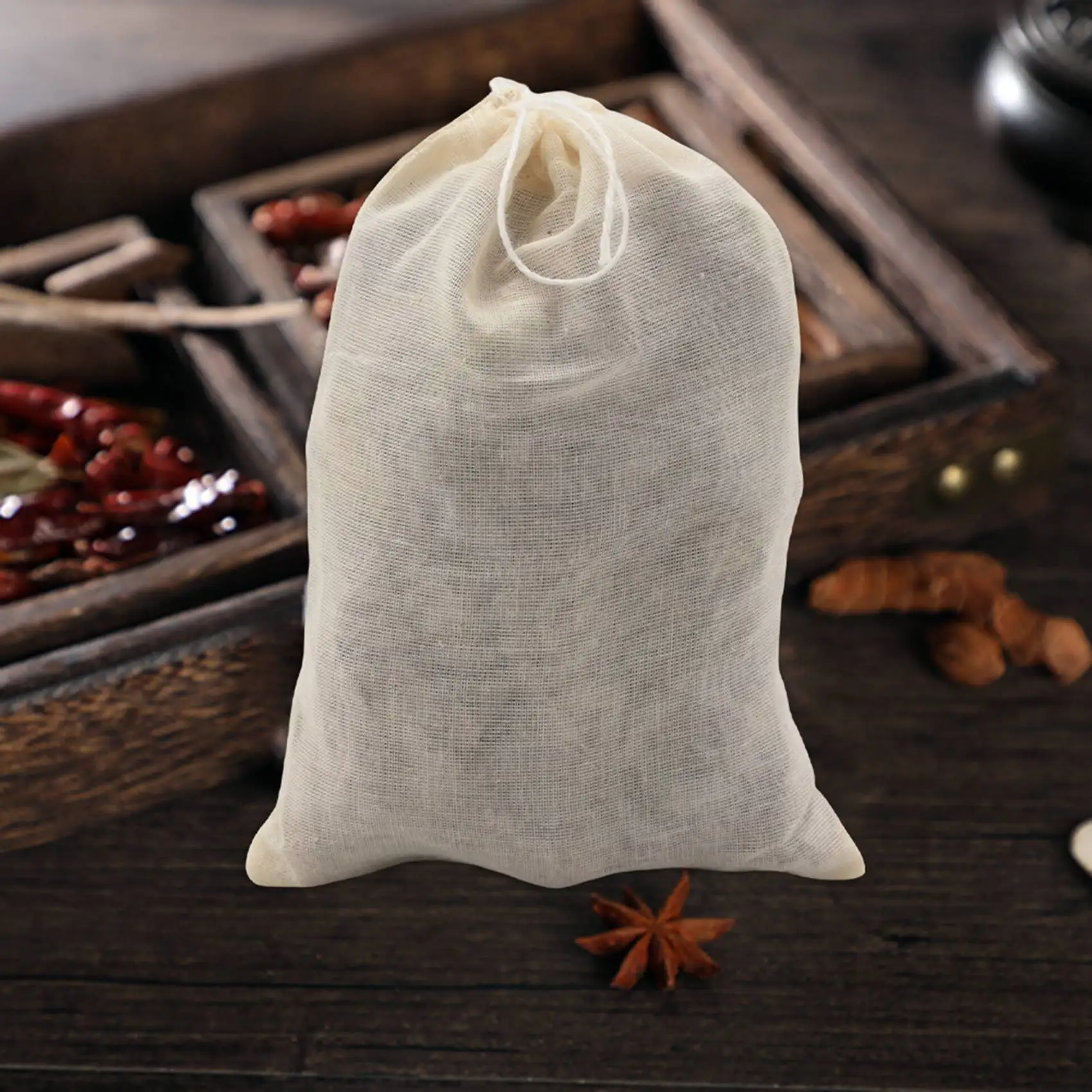 200 pak tas Muslin katun tas Sachet tas serut serbaguna untuk Perhiasan teh penyimpanan pesta pernikahan (4x6 inci)