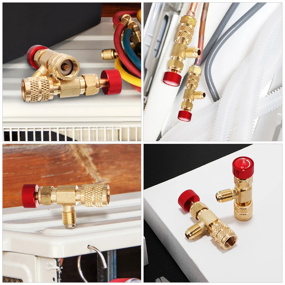

2pcs Refrigerant Charging Valve for Air Conditioner R410 Copper Safety HVAC Durable Easy Installation Ergonomic Handle