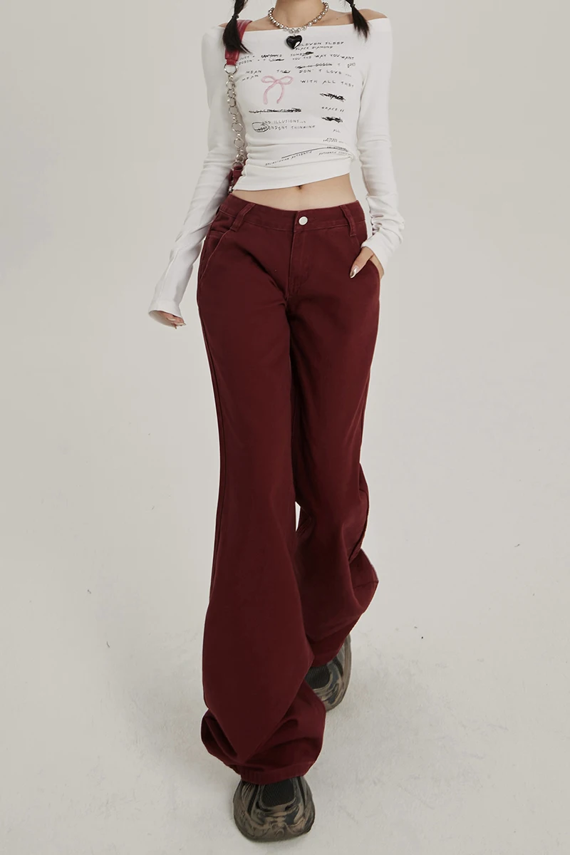 Women's Slim Fit Low Waisted Micro Horn Jeans Fall/Winter New Chic Wide-leg Pants Female Sexy Denim Bell-bottoms Trousers