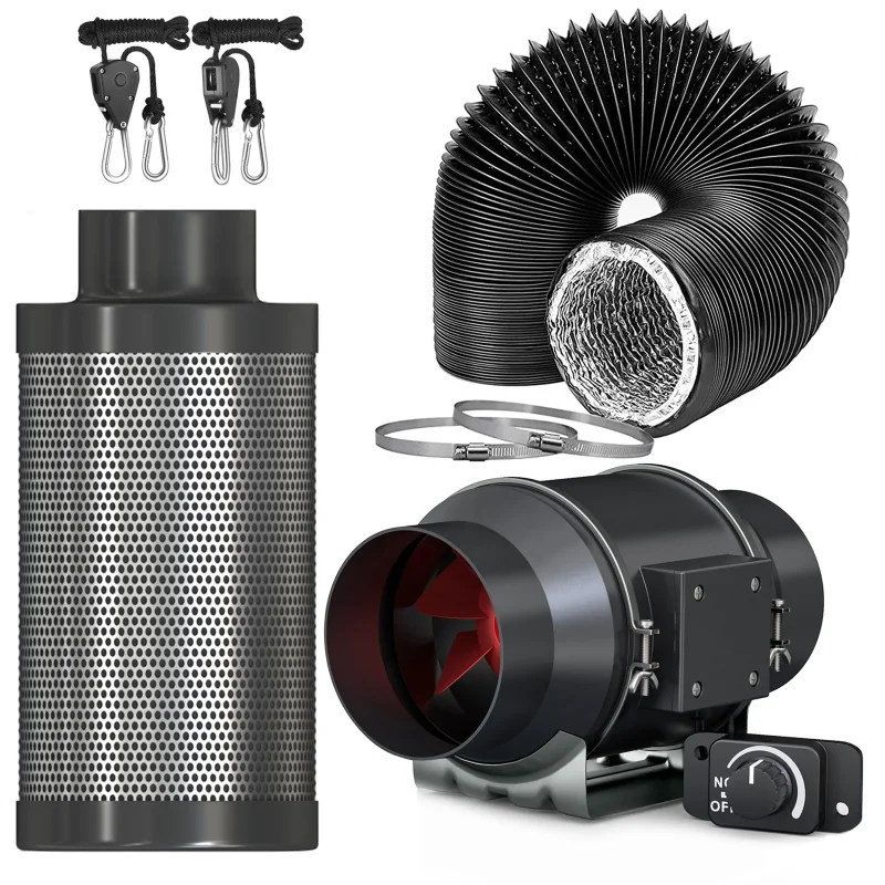 inch Air Filtration Combo 402 inlinee Duct Fan with speed controller ventilation carbon filter for grow tent