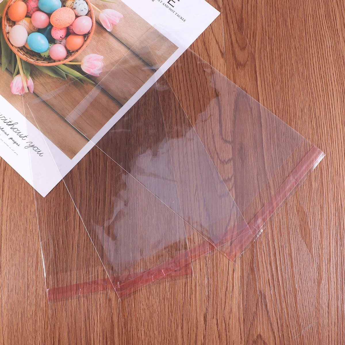 100pcs Cellophane Bags Cello Bags Self Adhesive Sealing Bag for Bakery Soap Cookie Clothing (15 x 24cm)