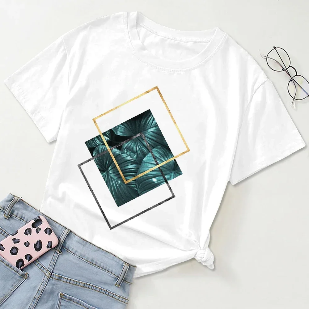 Casual Tees Ladies Watercolor Aesthetic Trend Summer Female Clothes Tshirts Tops cotton Women Cartoon Geometric Patterns Graph