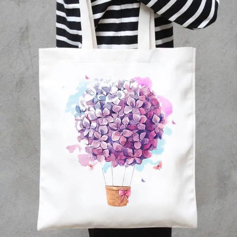 

Print Canvas Bags Shoulder Casual Shopping Plant Butterfly Trend Cute 90s Girls Women Fashion Tote Bag Shopper Handbags