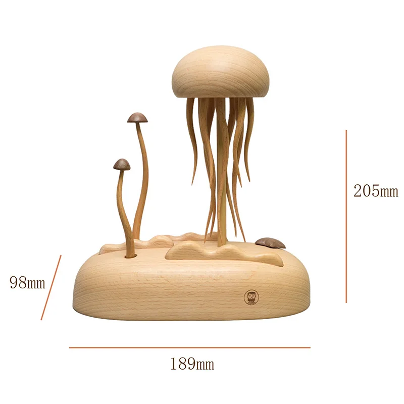 

New Creative Handmade Wooden Mechanical Jellyfish Toy Funny Handicrafts Mechanical Ornament for Home Tabletop Decor