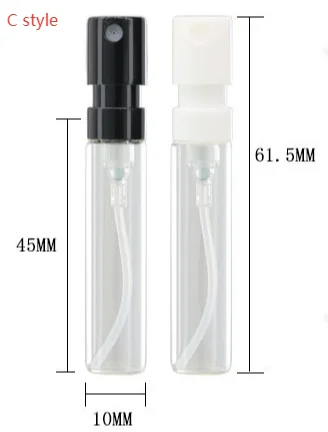 200pcs 1.5ml 2ml Bayonet Bottle Sample French Pump Perfume Bottle Sprayer Plastic Nozzle Glass Bayonet Black White Color