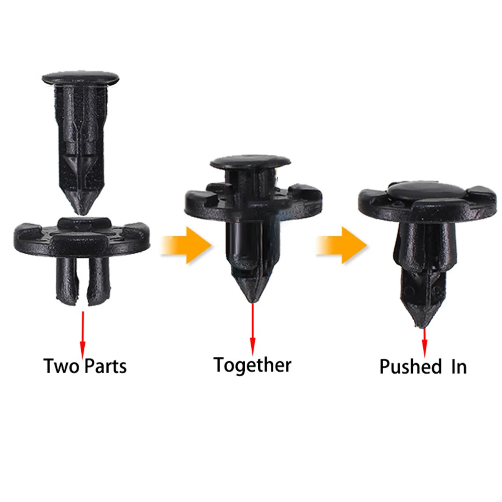 100Pcs Car Fastener Clip Plastic Push Fixed Pin Threaded Rivet Clips 0155309321 For X-Trail  For Qashqai For Navara For Micra
