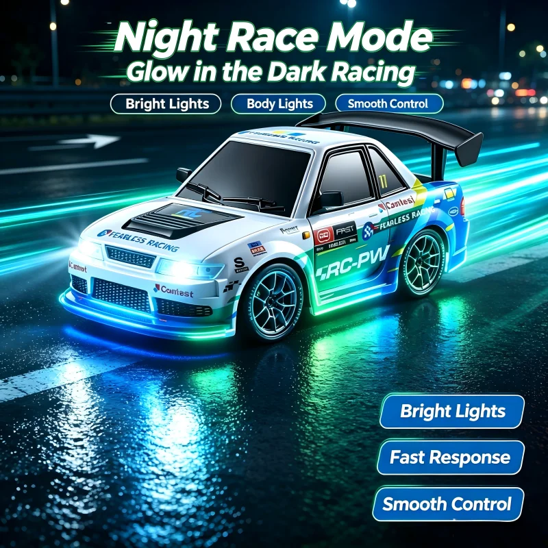 1:24 Scale RC Rally Drift Car Four Wheel Drive High Speed Remote Control Racing Car Adjustable Speed Sharp Cornering Hobby Toy