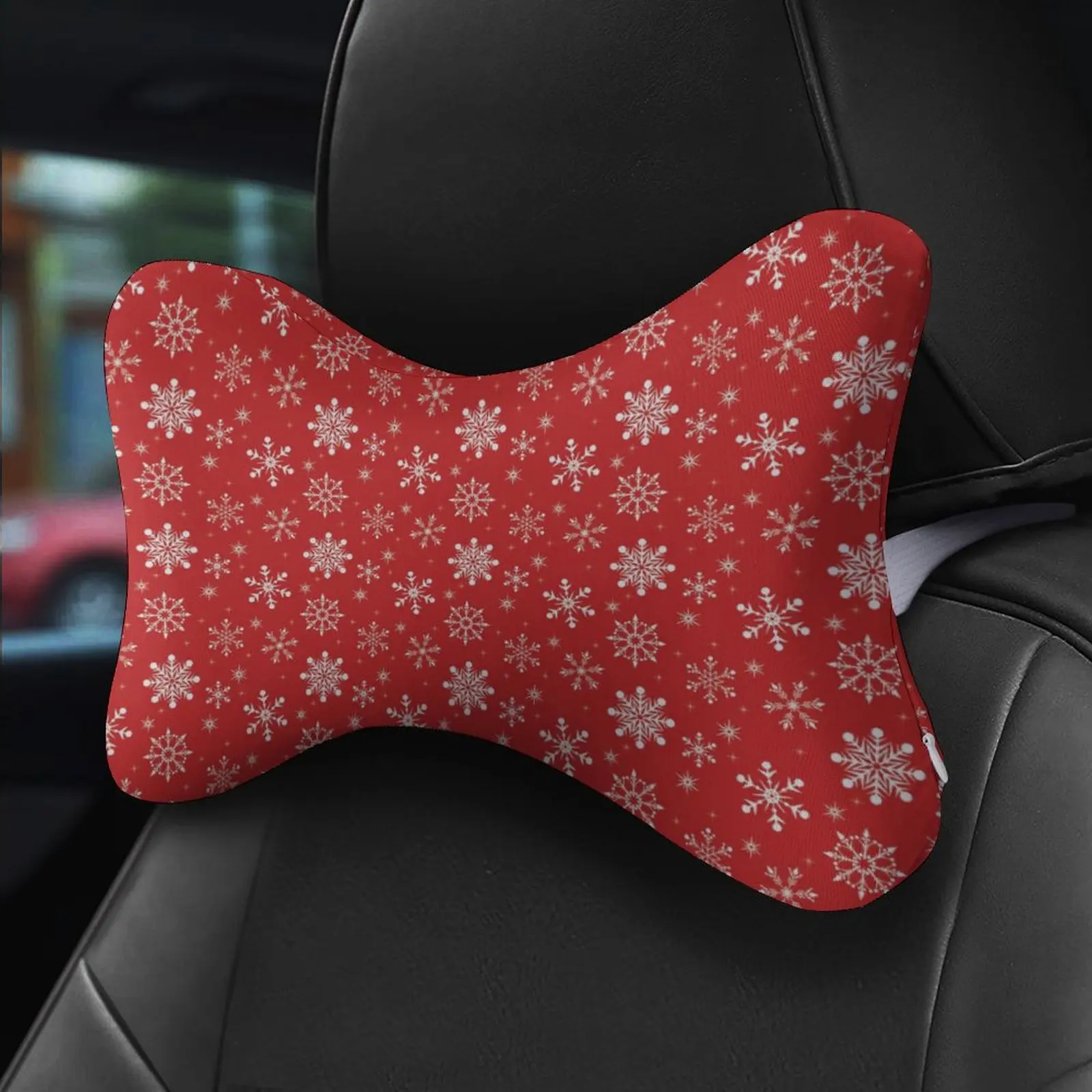 

Christmas Gifts Snowflakes Car Neck Pillow Memory Foam Seat Headrest Pillow Rest Travel Portable Cute Vertebra Relax