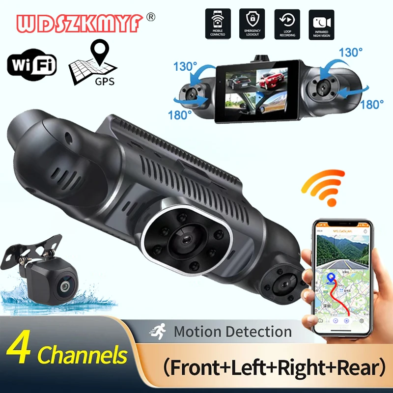 4Channel Car Dvr GPS 1080P Video Recorder 360 Degree WiFi APP  dashcam 24h Parking Monitor Rear View Camera camera car recorder