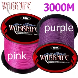 Warknife 8 Braided Fishing Line 3000M Multifilament PE 8 Strands Fishing Cord 6LB-300LB Strong Japan Technology PE Braided Line