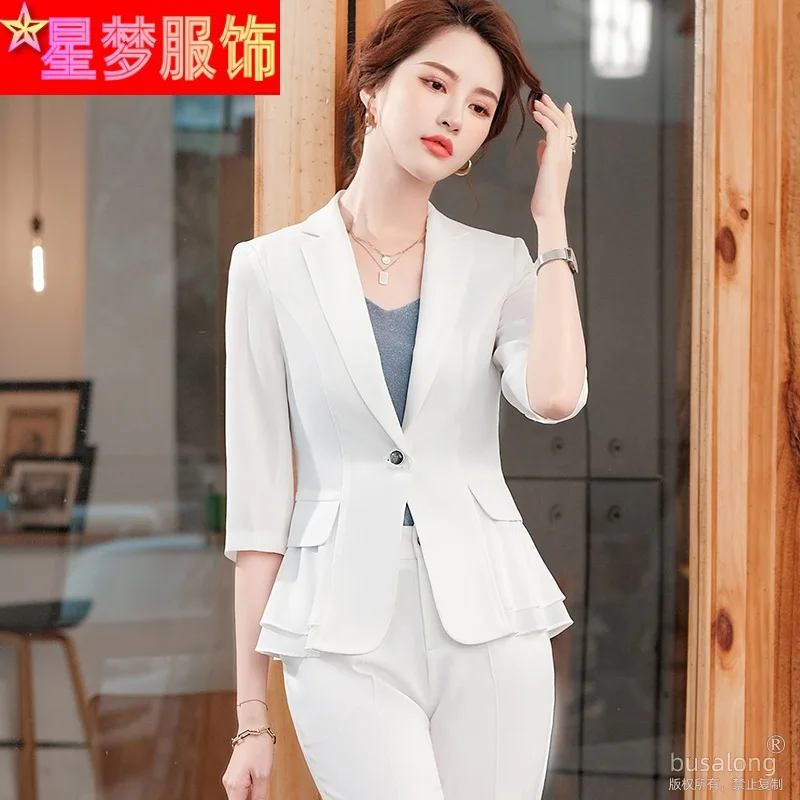 Gorgeous Socialite Business Suit Women's Fashion Temperament Goddess Style Korean President White Business Suit Work Clothes Wom