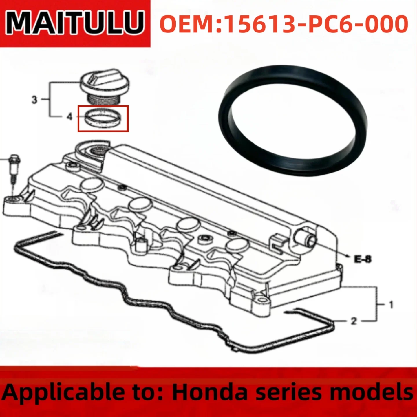 

Engine Valve Cover for Oil Filler Cap Gasket for HONDA Civic City Saloon Jazz CR-Z 15613-PC6-000 Oil Filler Cap Gasket