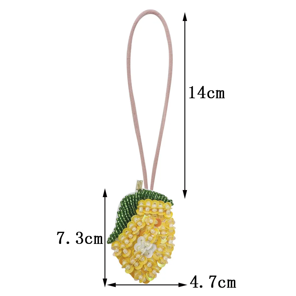 Parche de cuentas de fruta creativo, colgante DIY para bolso, llavero, apliques de cuentas, parches de cuerda colgantes con cuentas de pera y plátano hechos a mano