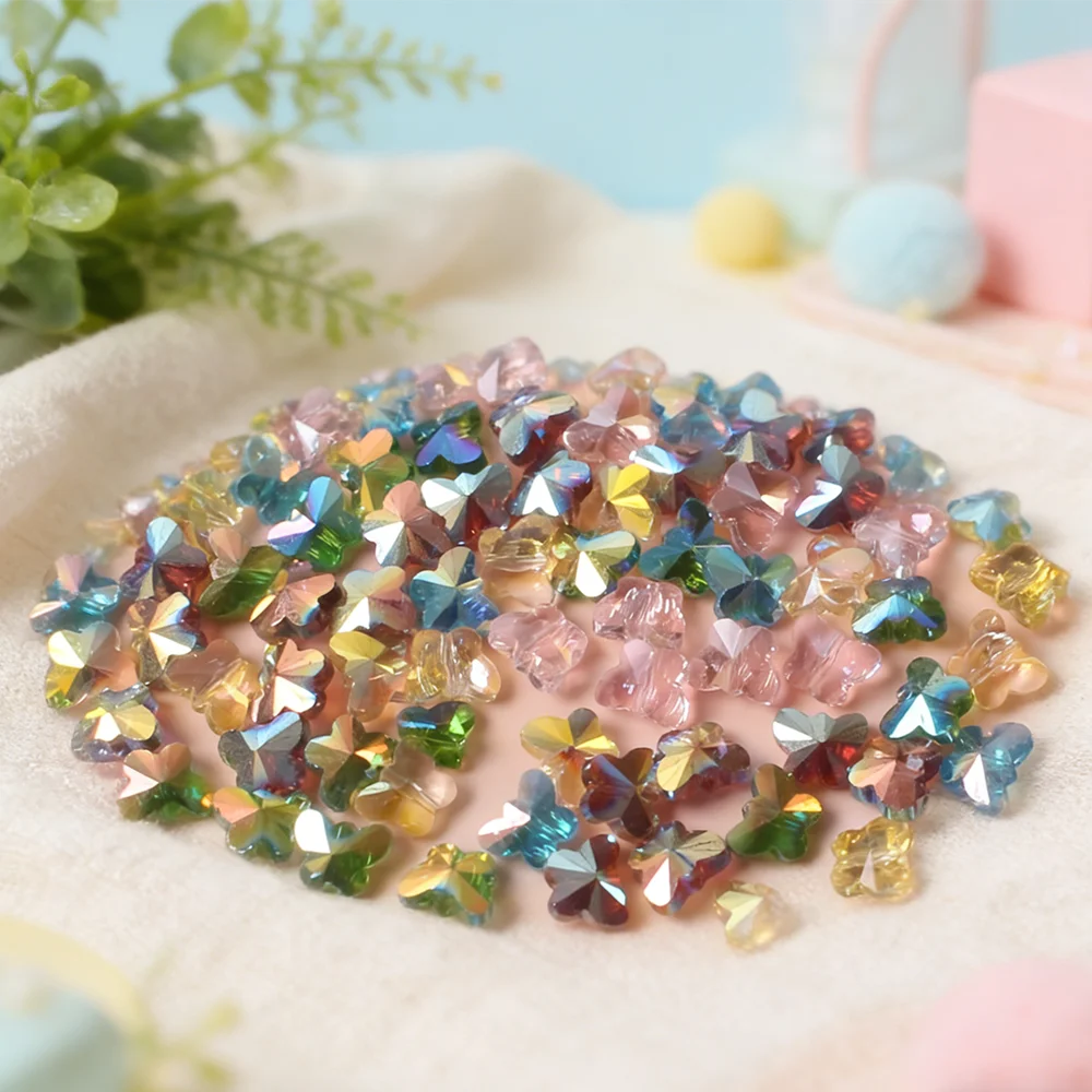

20pcs/lot Butterfly Crystal Beads Multicolor Faceted Crystal Glass Loose Spacer Beads For DIY Jewelry Making Necklace Bracelet