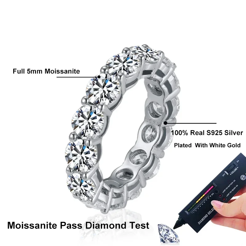 Imagem -05 - Neetim Anel Moissanite para Mulheres Jóias para Casamento 925 Anéis de Prata Esterlina Banda Eterna de Noivado com Gra Diamante de Laboratório mm Completo