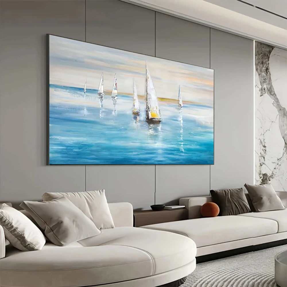 

Hand Drawn Abstract Seascape Landscape Oil Paintings Sea Wave Spray On Canvas Wall Art Paint For Living Room Home Decor Artwork