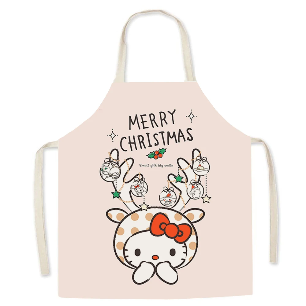 Cute Hello Kitty Christmas Decorated Apron Big Eared Dog Melody Printed Children\'s Bib Kitchen Restaurant Waiter Chef Apron