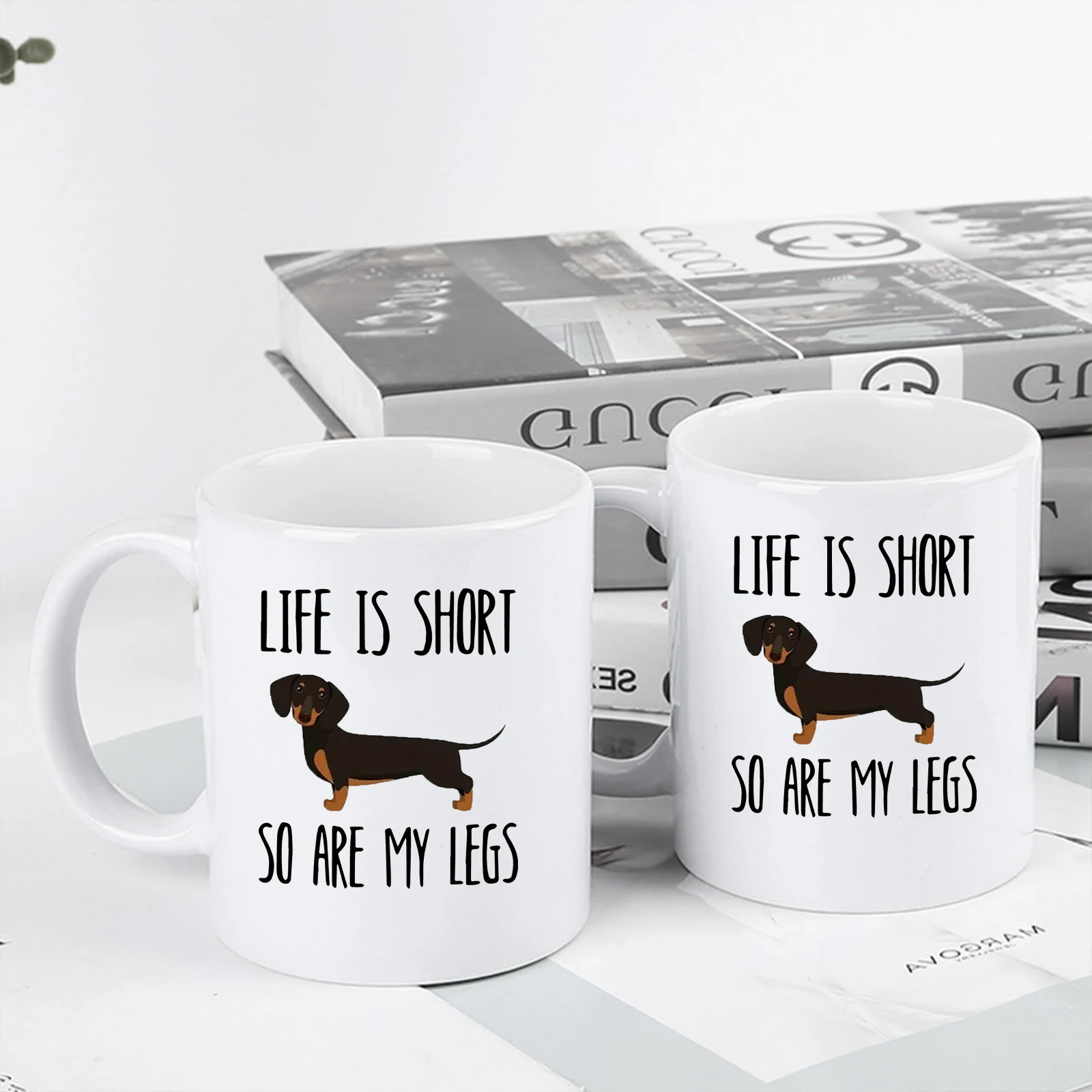 1pc Dachshund Mug Coffee Mug 11oz Ceramic Water Cup Mug Kitchen Drinkware Holiday Gifts Mug Dachshund Pattern Gifts