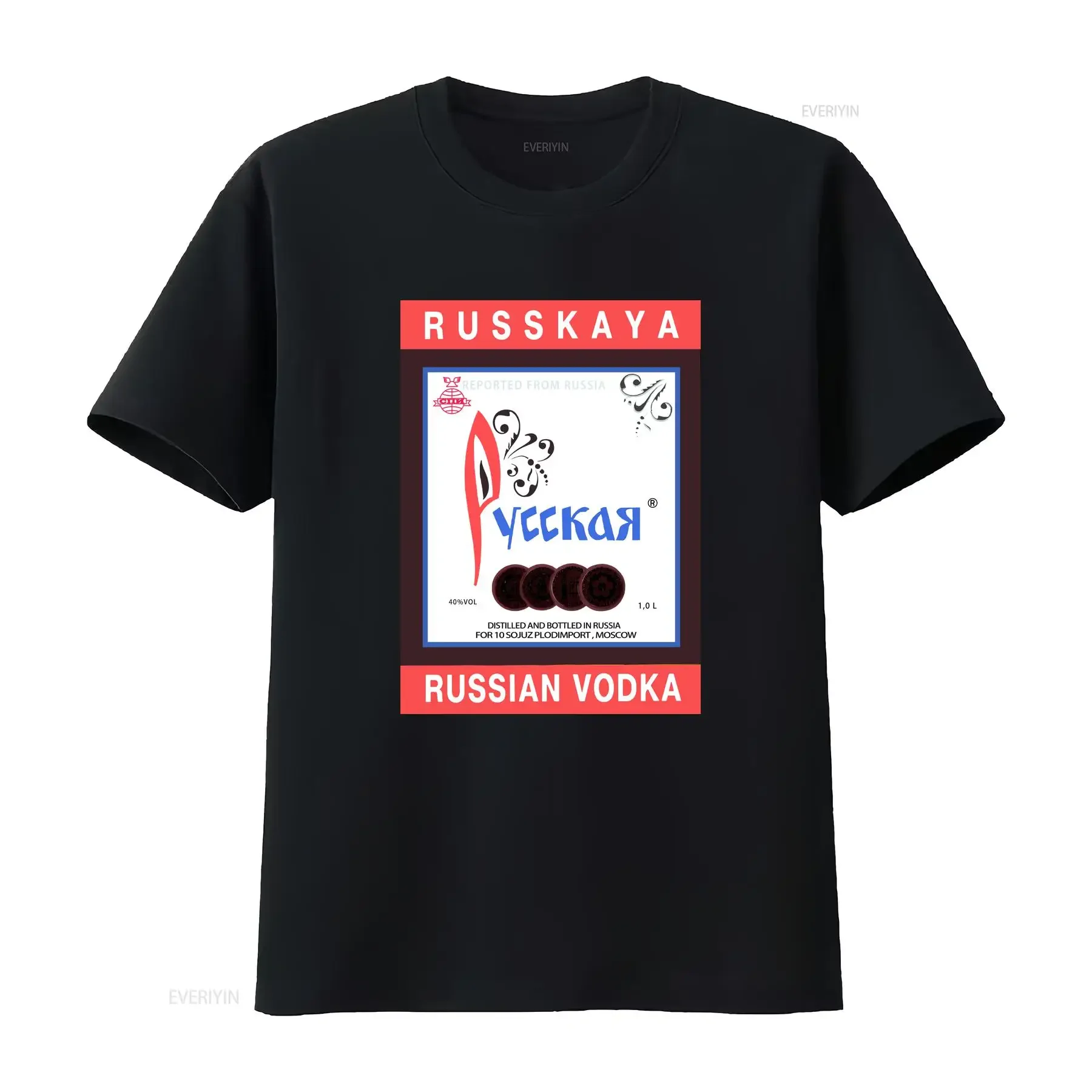 Vintage 90s Russkaya Russian Vodka T Shirt front back graphics liquor black russia Men's XL vintage Washed Versatile Stylish