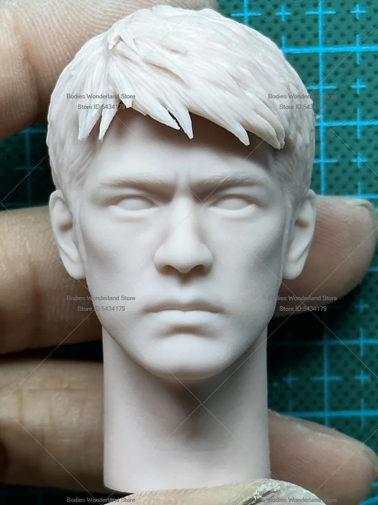 Unpainted DIY 1/6 Scale Male Soldier Takeshi Kaneshiro White Model Head Handsome Actor Singer Head For 12inch Action Figure Doll