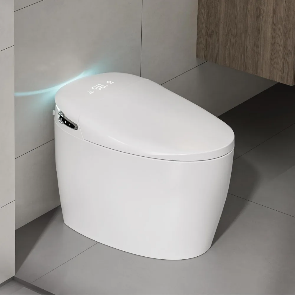 

Умный унитаз, удлиненный унитаз цельного унитаза, биде с автоматическим смывом и подогревом сиденья, распылитель теплой воды и сушилка для спа