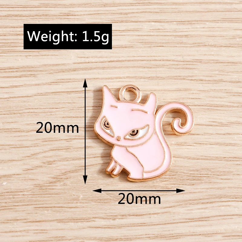 Tusember 10 Stück Mix Niedliche Kätzchen-Emaille-Anhänger Kawaii Katzen-Charms für Schmuckherstellung Ohrringe Halskette Handgemachtes Zubehör – Detail 5