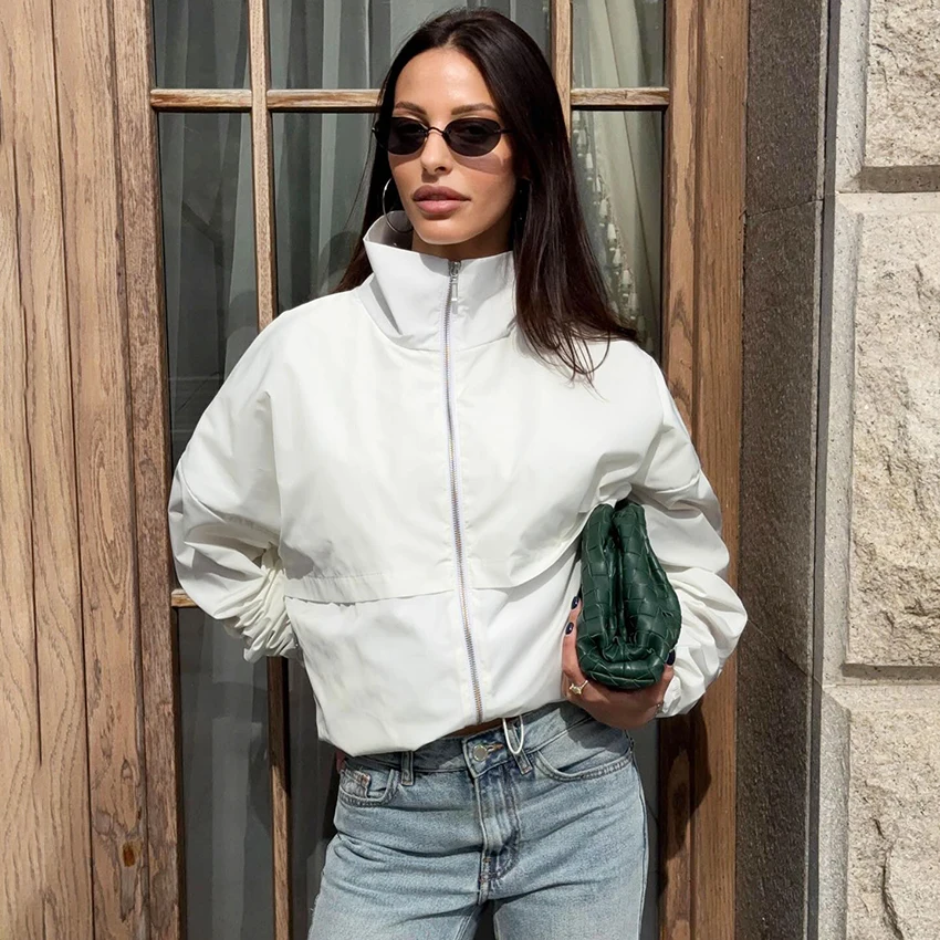 

Linad Street Chic белый свитшот на молнии женский осенний модный пальто с длинными рукавами женский 2025 повседневная черная свободная верхняя одежда женская