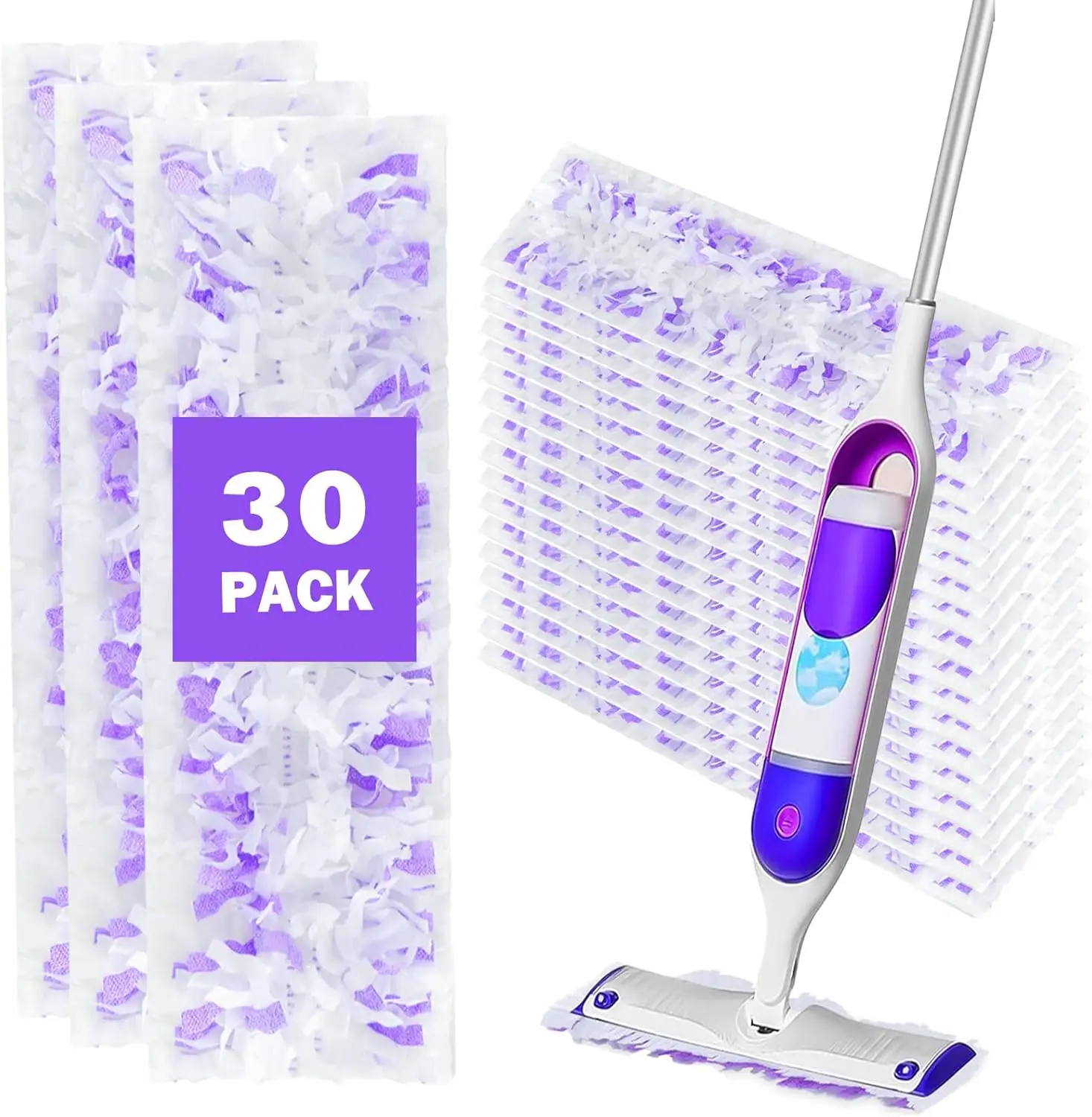 Paquete de 30 Almohadillas Desechables para Mopa Eléctrica Multisuperficie, Recambios de Limpieza sin Perfume para Fregado en Húmedo