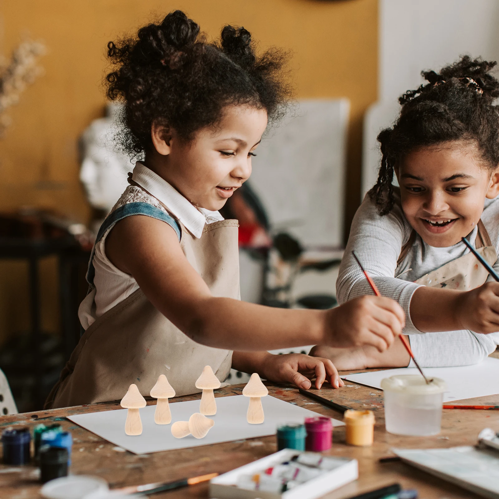 

10pcs Wooden Mushroom Crafts Unfinished Models Kids Painting Blank Props Graffiti Decorations Home Desktop naments Small Size