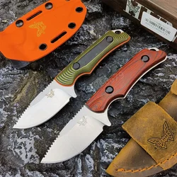 Tactical Knife BM 15017 Fixed Blade Knife G10/Wood Handle Outdoor Survival Self-Defense Camping Pocket Knife Gift Kydex Sheath