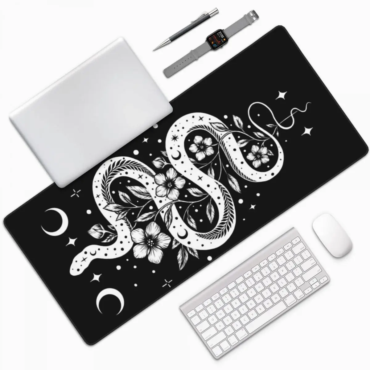 Serpent Spell Black Snake Large Mouse Pad Computer Keyboard Mouse Mat Gaming PC Laptop Desk Mat Office Accessories Table Mats