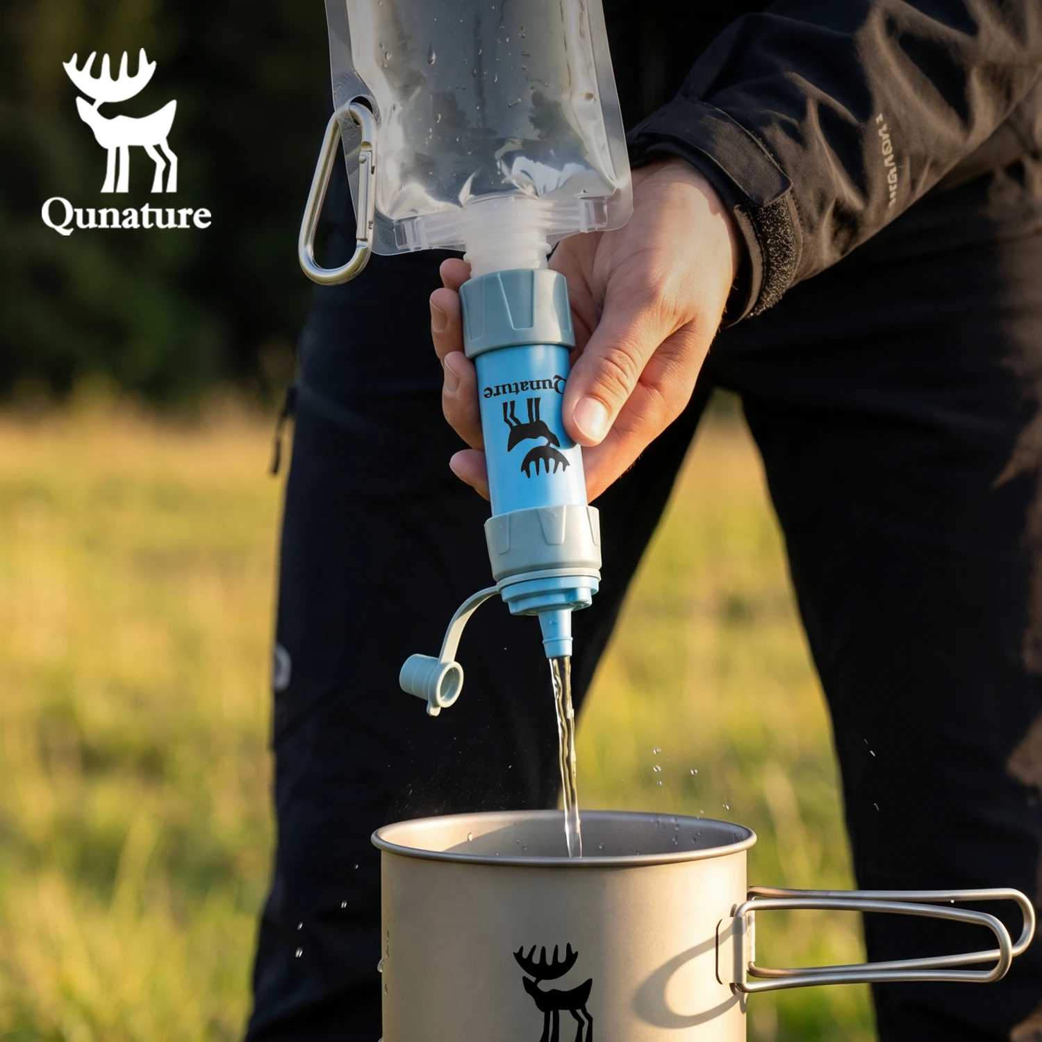 Qunature Water Filter Drinking Straw Set Outdoor Direct Filtration Clean Water Free Hydration  Replaceable Emergency Hydration